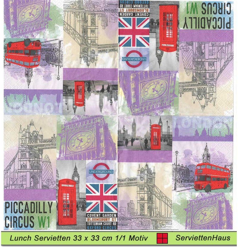 England Kleine Bilder aus London - 1 Paket mit 20 Servietten